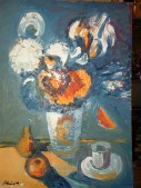 Schéner – Virágcsendélet csészével és gyümölccsel